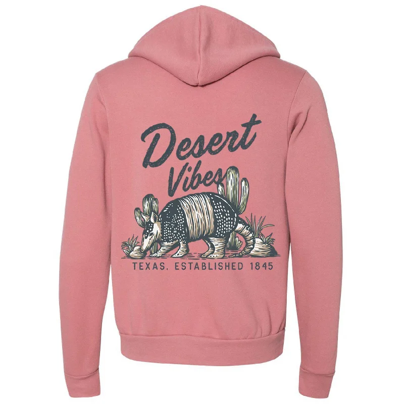 Desert Vibes Texas Zipper Hoodie Hooded Sweatshirt Casual Wear Street Style