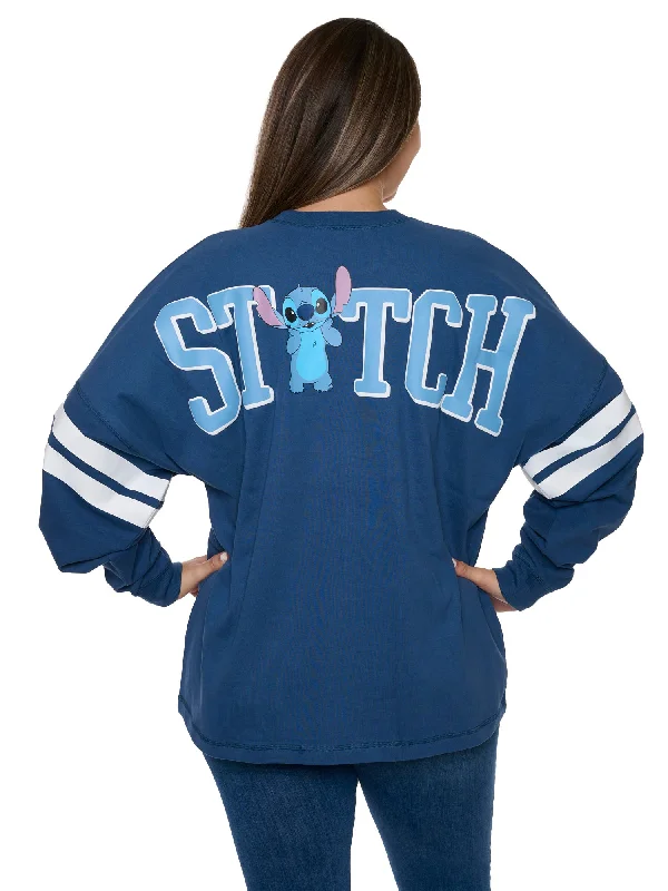 Disney Women's Stitch Long Sleeve Sweatshirt Jersey Blue Hockey Style Hoodie with Camouflage Military Edgy Disney Women's Stitch Long Sleeve Sweatshirt Jersey Blue Hockey Style Hoodie with Camouflage Military Edgy