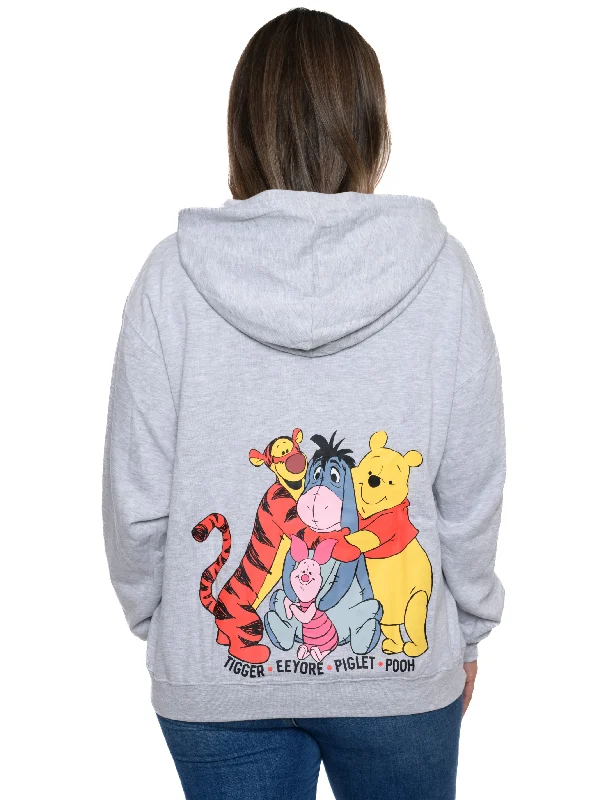 Eeyore Winnie The Pooh Tigger Hoodie Sweatshirt Zippered Gray Womens Plus Size Hoodie with Ribbed Neckline Snug Warm Eeyore Winnie The Pooh Tigger Hoodie Sweatshirt Zippered Gray Womens Plus Size Hoodie with Ribbed Neckline Snug Warm