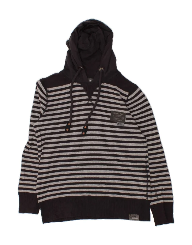 G-STAR Womens Hoodie Jumper UK 14 Large Navy Blue Striped Cotton Hoodie with Lining Warm Insulated G-STAR Womens Hoodie Jumper UK 14 Large Navy Blue Striped Cotton Hoodie with Lining Warm Insulated