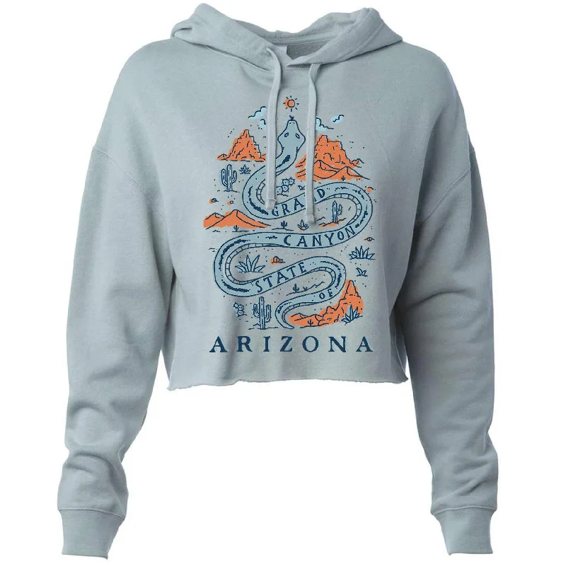 Grand Canyon Snake Arizona Cropped Hoodie Hoodie with Applique Textured Unique