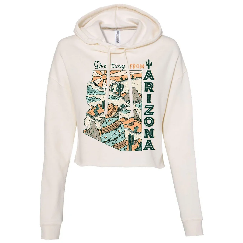 Greetings from Arizona Cropped Hoodie Hoodie with Zipper Versatile Modern
