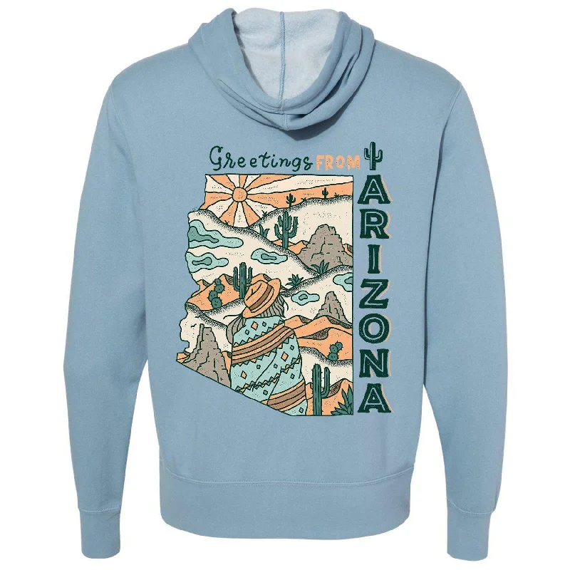 Greetings from Arizona Zipper Hoodie Hoodie Jacket Zipper Layering