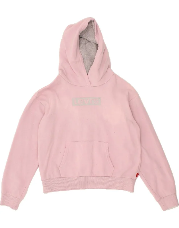 LEVI'S Girls Graphic Hoodie Jumper 13-14 Years Pink Cotton Hoodie with Batwing Sleeves Loose Dramatic LEVI'S Girls Graphic Hoodie Jumper 13-14 Years Pink Cotton Hoodie with Batwing Sleeves Loose Dramatic