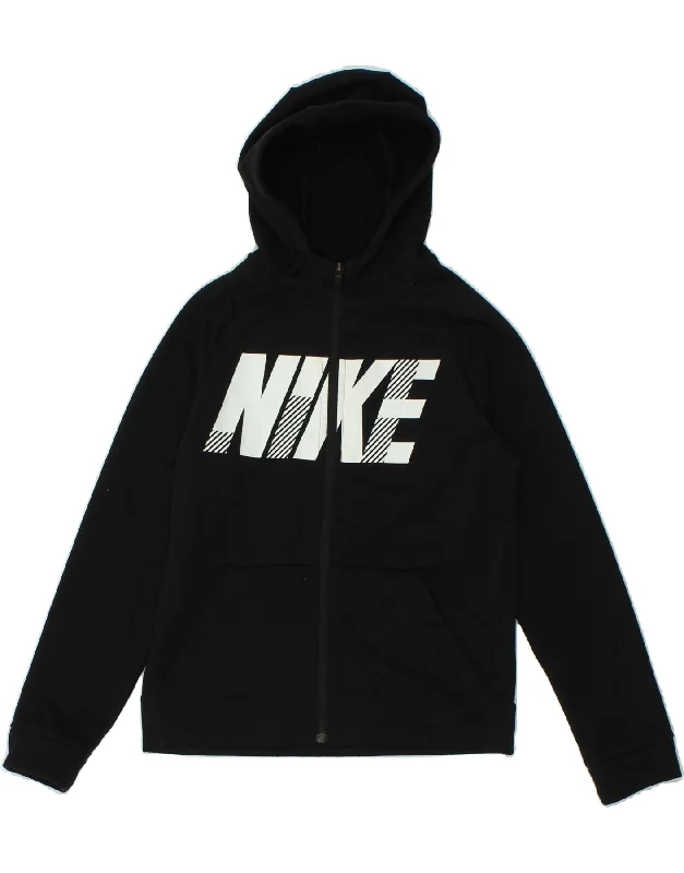 NIKE Boys Graphic Zip Hoodie Sweater 12-13 Years Large Black Polyester Graphic Hoodie Design Print NIKE Boys Graphic Zip Hoodie Sweater 12-13 Years Large Black Polyester Graphic Hoodie Design Print