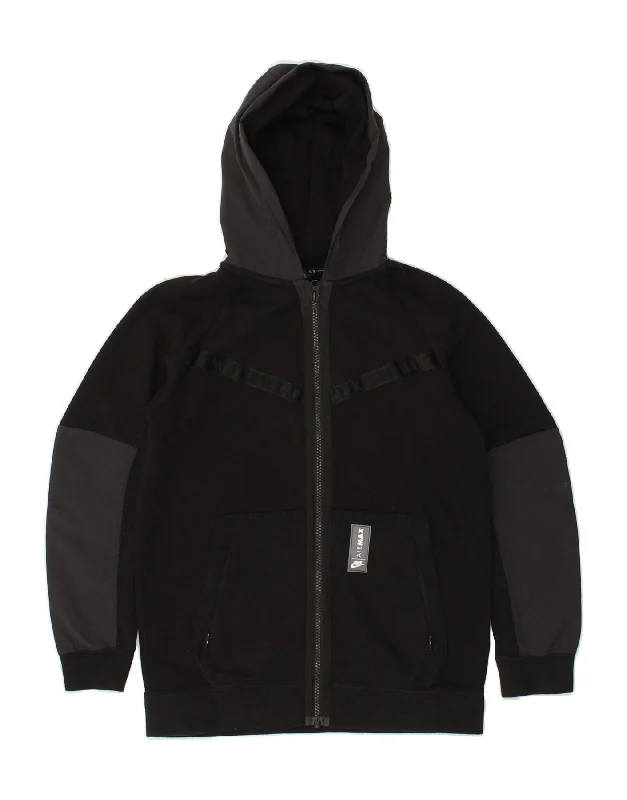 NIKE Boys Zip Hoodie Sweater 10-11 Years Medium Black Colourblock Cotton Hoodie with Stripes Bold Sporty NIKE Boys Zip Hoodie Sweater 10-11 Years Medium Black Colourblock Cotton Hoodie with Stripes Bold Sporty