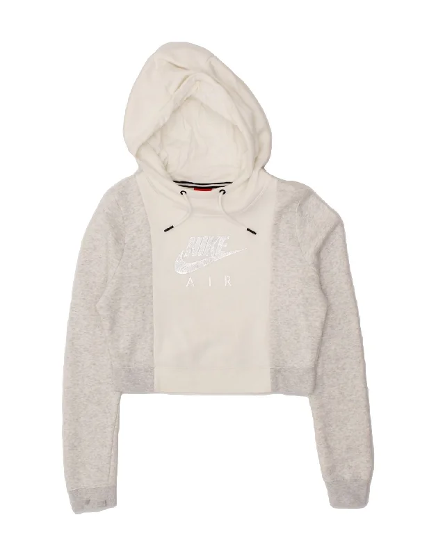 NIKE Womens Graphic Crop Hoodie Jumper UK 10 Small Grey Flecked Cotton Hoodie Crop Top Short Trendy NIKE Womens Graphic Crop Hoodie Jumper UK 10 Small Grey Flecked Cotton Hoodie Crop Top Short Trendy