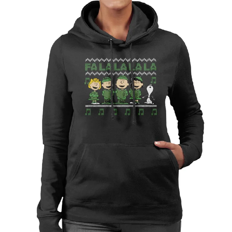 Peanuts Characters Singing A Christmas Carol Falalalala Women's Hooded Sweatshirt Hoodie Dress Longline Feminine Peanuts Characters Singing A Christmas Carol Falalalala Women's Hooded Sweatshirt Hoodie Dress Longline Feminine