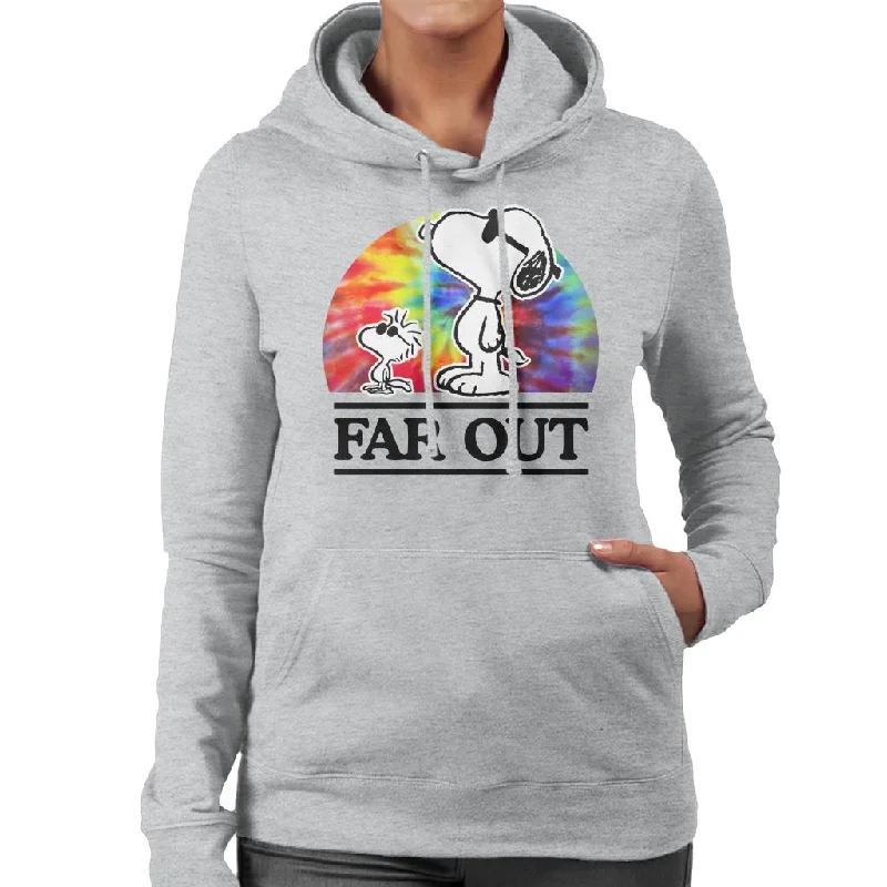 Peanuts Far Out Snoopy & Woodstock Women's Hooded Sweatshirt Hoodie with Cropped Fit Short Trendy Peanuts Far Out Snoopy & Woodstock Women's Hooded Sweatshirt Hoodie with Cropped Fit Short Trendy