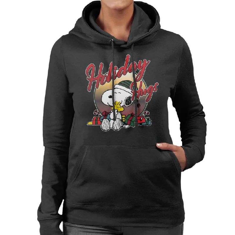 Peanuts Holiday Hugs Christmas Women's Hooded Sweatshirt Hoodie with Embroidery Detailed Premium Peanuts Holiday Hugs Christmas Women's Hooded Sweatshirt Hoodie with Embroidery Detailed Premium