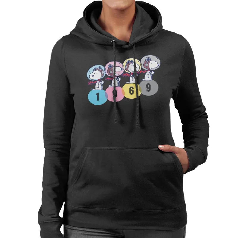 Peanuts Snoopy 1969 Moon Landing Montage Women's Hooded Sweatshirt Hoodie with Hem Lace Feminine Delicate Peanuts Snoopy 1969 Moon Landing Montage Women's Hooded Sweatshirt Hoodie with Hem Lace Feminine Delicate