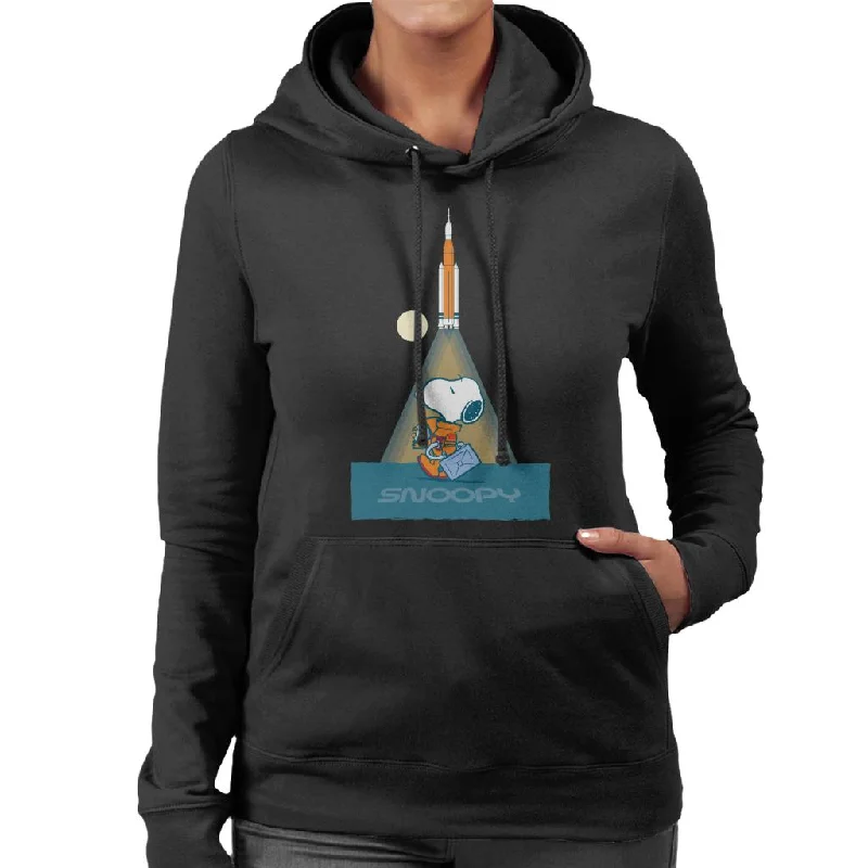 Peanuts Snoopy Astronaut Preparing For Take Off Women's Hooded Sweatshirt Hoodie with Hem Detail Decorative Unique Peanuts Snoopy Astronaut Preparing For Take Off Women's Hooded Sweatshirt Hoodie with Hem Detail Decorative Unique