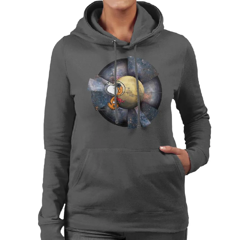 Peanuts Snoopy Astronaut Space Background Women's Hooded Sweatshirt Hoodie with High-Low Hem Asymmetrical Trendy Peanuts Snoopy Astronaut Space Background Women's Hooded Sweatshirt Hoodie with High-Low Hem Asymmetrical Trendy