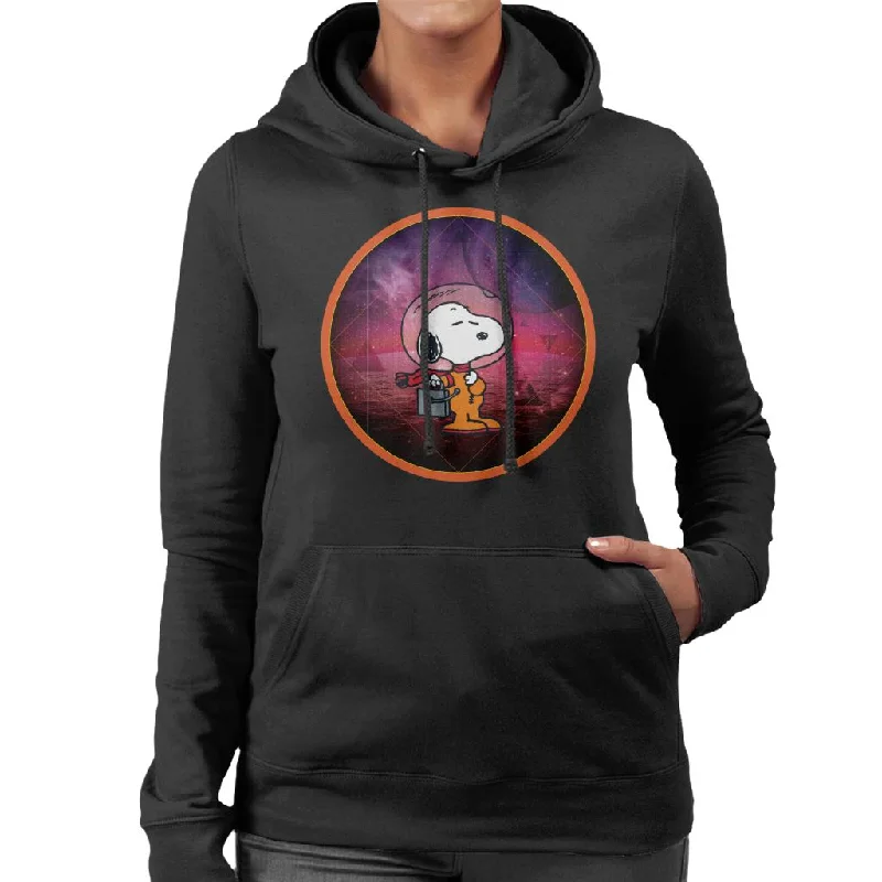 Peanuts Snoopy Chilling On A Starry Planet Women's Hooded Sweatshirt Hoodie with Typography Text Message Peanuts Snoopy Chilling On A Starry Planet Women's Hooded Sweatshirt Hoodie with Typography Text Message