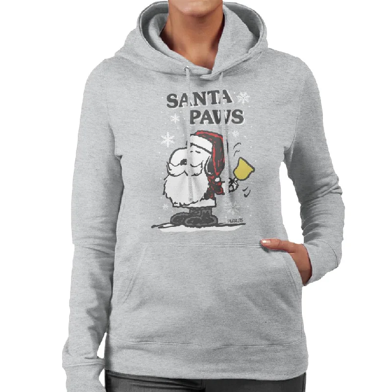 Peanuts Snoopy Santa Paws Christmas Women's Hooded Sweatshirt Hoodie with Hem Drawcord Adjustable Customizable Peanuts Snoopy Santa Paws Christmas Women's Hooded Sweatshirt Hoodie with Hem Drawcord Adjustable Customizable
