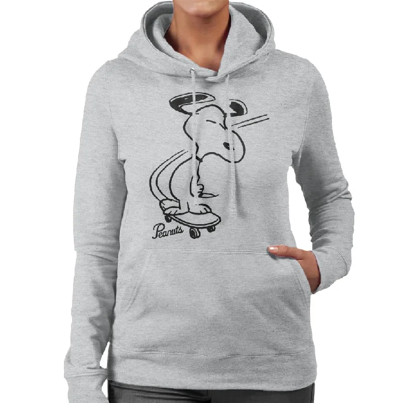Peanuts Snoopy Skateboard Women's Hooded Sweatshirt Hoodie with Mesh Breathable Sporty Peanuts Snoopy Skateboard Women's Hooded Sweatshirt Hoodie with Mesh Breathable Sporty