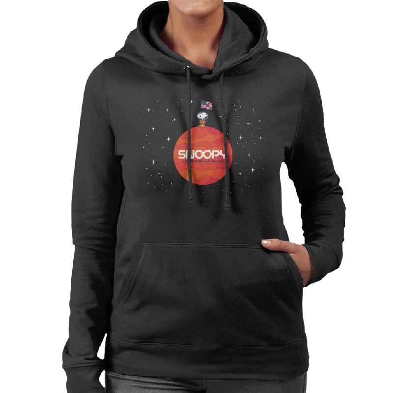 Peanuts Snoopy To The Moon And Beyond Women's Hooded Sweatshirt Hoodie with Emblem Brand Identity Peanuts Snoopy To The Moon And Beyond Women's Hooded Sweatshirt Hoodie with Emblem Brand Identity