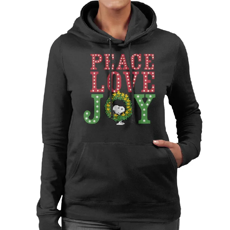 Peanuts Snoopy Woodstock Wreath Women's Hooded Sweatshirt Hoodie with V-Neck Classic Versatile Peanuts Snoopy Woodstock Wreath Women's Hooded Sweatshirt Hoodie with V-Neck Classic Versatile