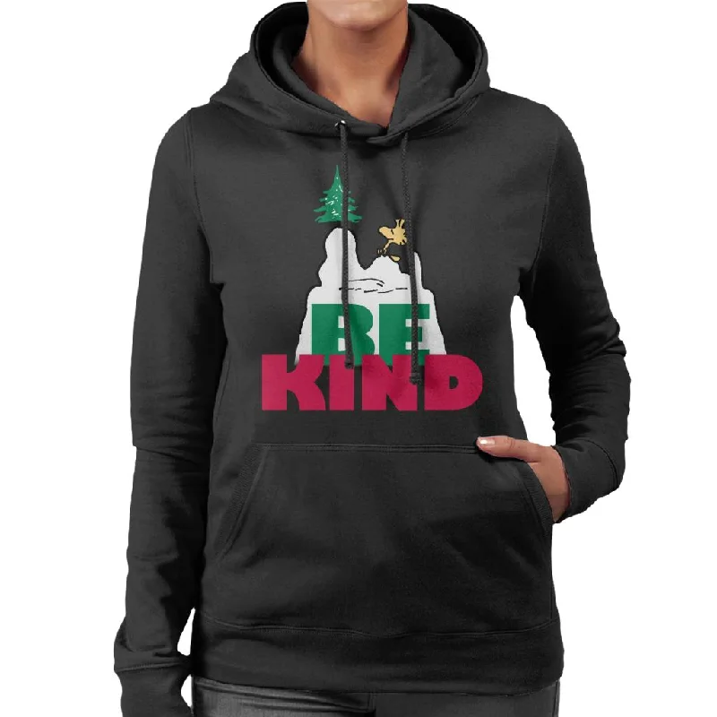 Peanuts Woodstock On Snow Mountain Be Kind Women's Hooded Sweatshirt Hoodie with Print Artistic Unique Peanuts Woodstock On Snow Mountain Be Kind Women's Hooded Sweatshirt Hoodie with Print Artistic Unique