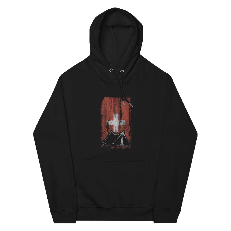 Schweizer Flagge 1 und Camping - Unisex Premium Organic Hoodie Hoodie with Bell Sleeves Flared Feminine Schweizer Flagge 1 und Camping - Unisex Premium Organic Hoodie Hoodie with Bell Sleeves Flared Feminine
