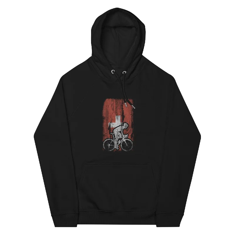 Schweizer Flagge 1 und Radfahren - Unisex Premium Organic Hoodie Hoodie with Tie-Dye Psychedelic Retro