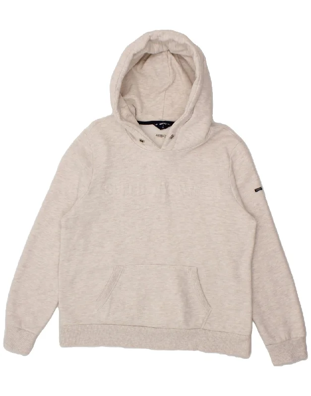 SUPERDRY Womens Graphic Hoodie Jumper UK 16 Large Off White Cotton Hoodie with Hem Contrast Bold Stylish SUPERDRY Womens Graphic Hoodie Jumper UK 16 Large Off White Cotton Hoodie with Hem Contrast Bold Stylish