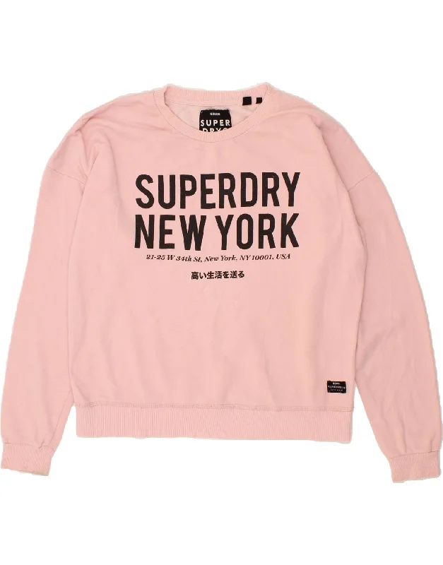SUPERDRY Womens Oversized Graphic Sweatshirt Jumper UK 14 Large Pink Hoodie with Earth Tones Natural Calm SUPERDRY Womens Oversized Graphic Sweatshirt Jumper UK 14 Large Pink Hoodie with Earth Tones Natural Calm