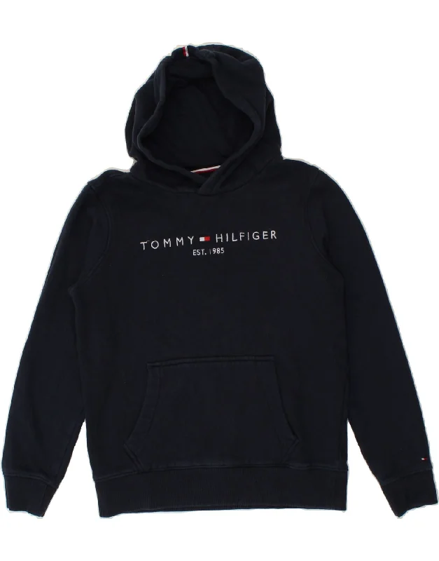 TOMMY HILFIGER Boys Graphic Hoodie Jumper 13-14 Years Navy Blue Cotton Hoodie with Frayed Bohemian Relaxed TOMMY HILFIGER Boys Graphic Hoodie Jumper 13-14 Years Navy Blue Cotton Hoodie with Frayed Bohemian Relaxed