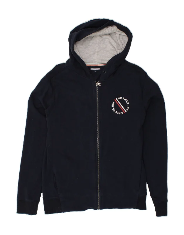 TOMMY HILFIGER Boys Graphic Zip Hoodie Sweater 15-16 Years Navy Blue Hoodie with Back Slit Movement Comfort TOMMY HILFIGER Boys Graphic Zip Hoodie Sweater 15-16 Years Navy Blue Hoodie with Back Slit Movement Comfort