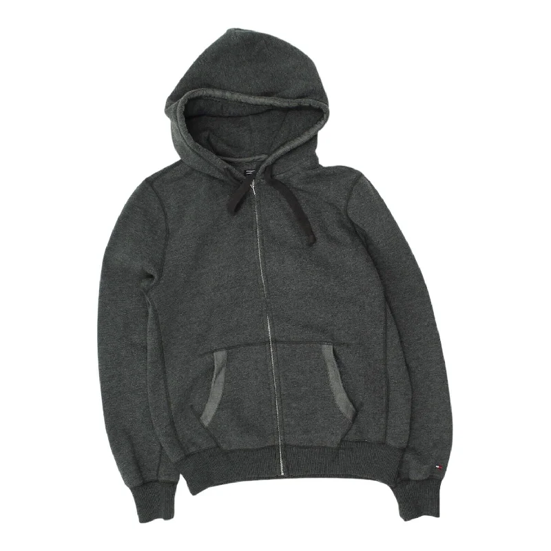 Tommy Hilfiger Mens Grey Full Zip Hoodie | Designer Streetwear Hoody VTG Hoodie with Cuffed Sleeves Snug Secure Tommy Hilfiger Mens Grey Full Zip Hoodie | Designer Streetwear Hoody VTG Hoodie with Cuffed Sleeves Snug Secure