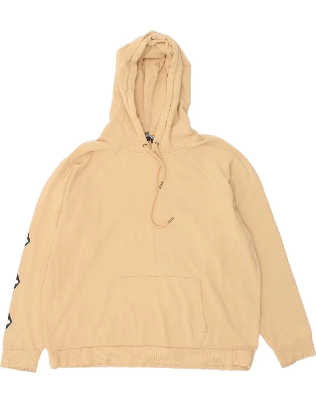 VOLCOM Womens Graphic Hoodie Jumper UK 16 Large Beige Cotton Hoodie with Hem Ribbing Snug Secure VOLCOM Womens Graphic Hoodie Jumper UK 16 Large Beige Cotton Hoodie with Hem Ribbing Snug Secure