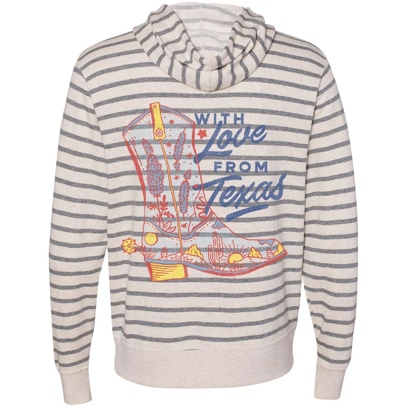 With Love Texas Zipper Hoodie Hoodie with Contrast Stitching Detailed Premium