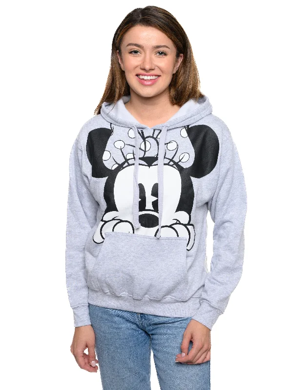 Disney Women Minnie Mouse Hoodie Peeking Pullover Sweatshirt Gray Hoodie with Relaxed Fit Easy Casual Disney Women Minnie Mouse Hoodie Peeking Pullover Sweatshirt Gray Hoodie with Relaxed Fit Easy Casual