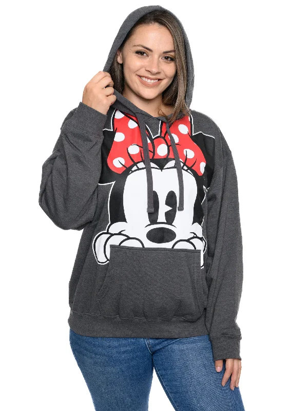 Women's Plus Size Minnie Mouse Pullover Hoodie Sweatshirt Charcoal Red Disney Hoodie with High Neck Warm Protective Women's Plus Size Minnie Mouse Pullover Hoodie Sweatshirt Charcoal Red Disney Hoodie with High Neck Warm Protective