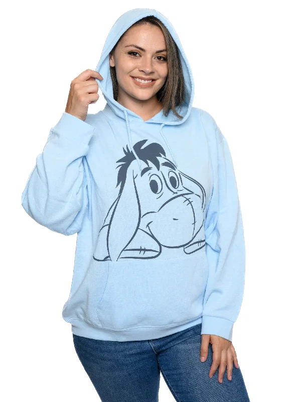 Womens Plus Size Eeyore Hoodie Sweatshirt Fleece Pullover Disney Hoodie with Hem Contrast Bold Stylish