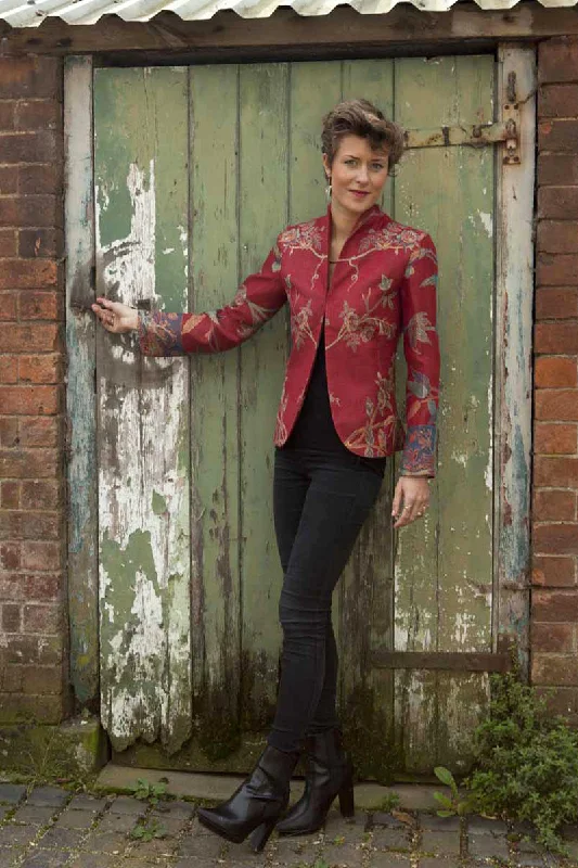 Anya Jacket in Venetian Red Front Pockets Side Pockets Patch Pockets