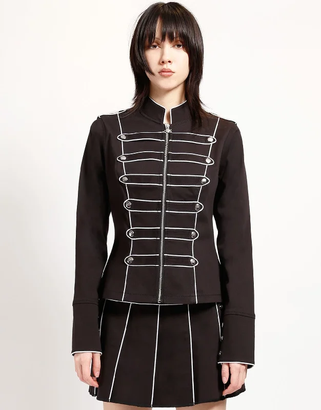 BAND JACKET WHITE Notch Collar Peter Pan Collar Cowl Neck