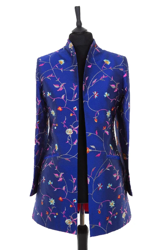 Bhumi Jacket in African Cobalt Notch Collar Peter Pan Collar Cowl Neck