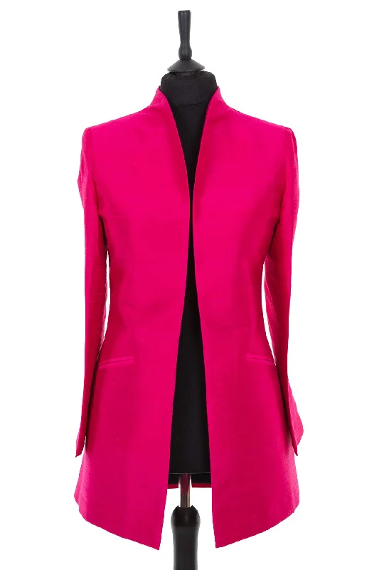Bhumi Jacket in Hot Pink Stand-Up Collar Roll-Neck Collar Turtle Neck