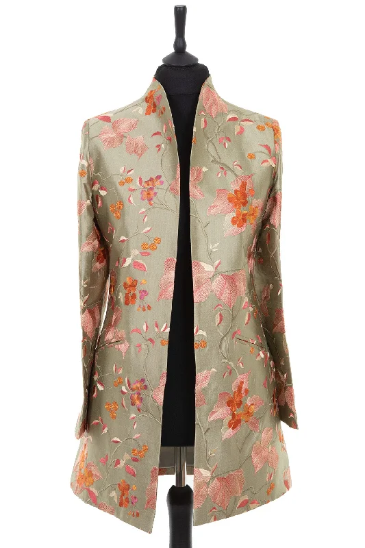 Bhumi Jacket in Pearl Sage Knit Fabric Woven Fabric Fleece Fabric