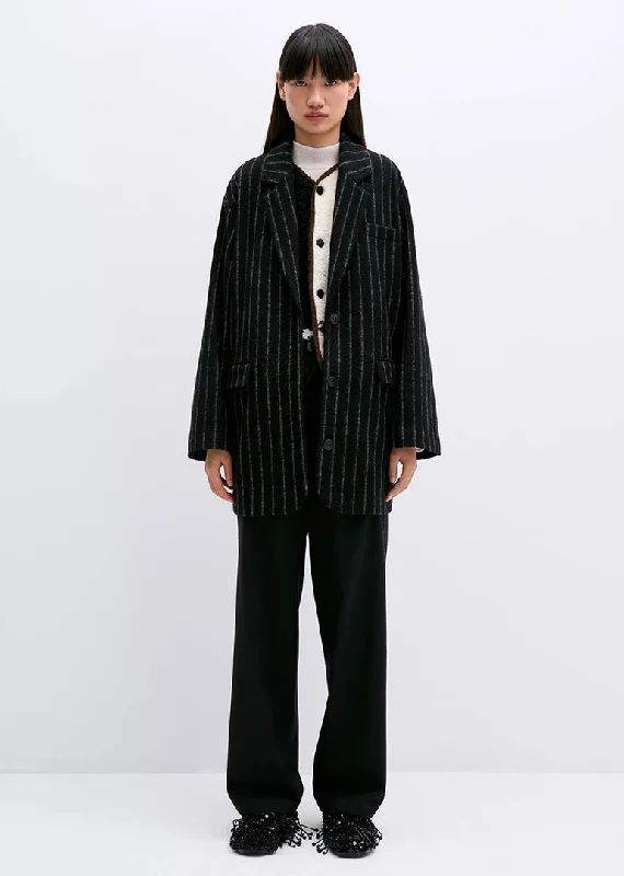 Cordera - Virgin Wool Striped Jacket Fleece Fabric Down Fabric Feather Fabric