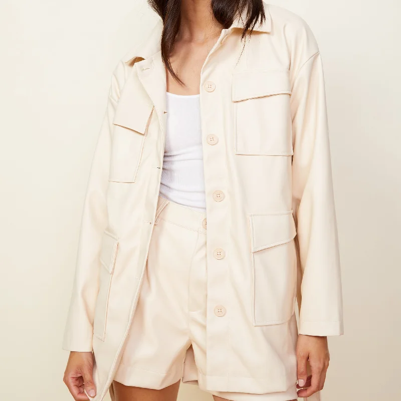 Faux Leather Pocket Jacket Fleece Jacket Down Jacket Feather Jacket