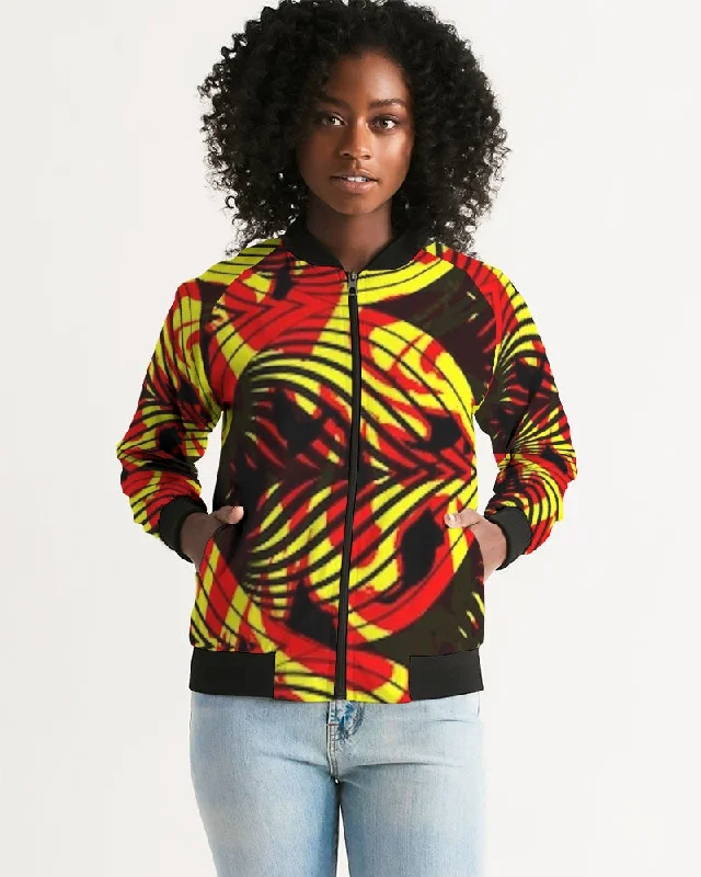 FZ AFRICAN PRINT Women's Bomber Jacket Knit Fabric Woven Fabric Fleece Fabric