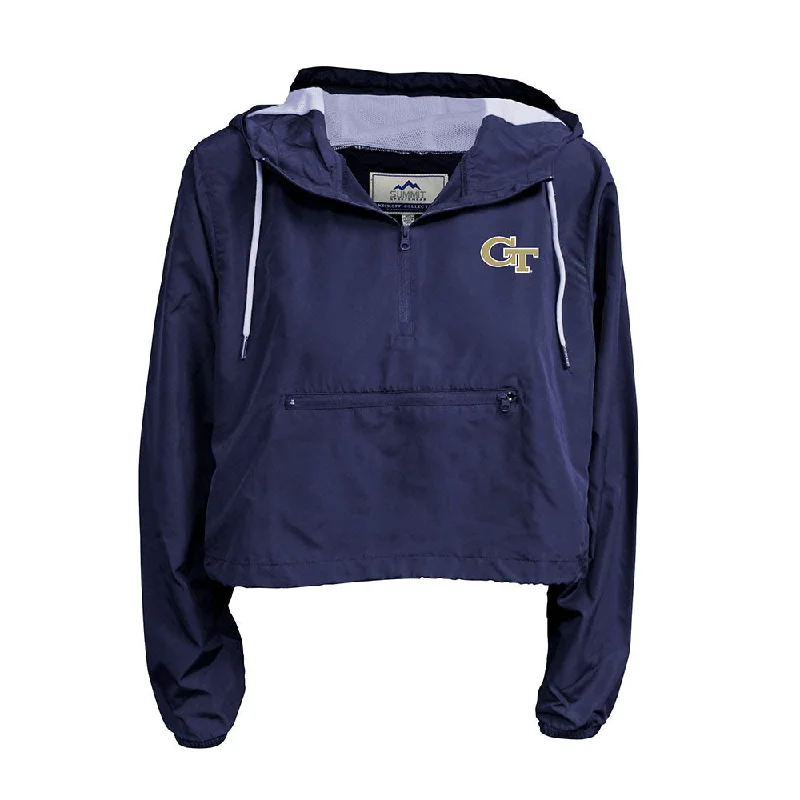 Ladies Georgia Tech Yellow Jackets Navy Crop Packable 1/4 Zip Rain Jacket Faux Fur Jacket Real Fur Jacket Shearling Jacket Ladies Georgia Tech Yellow Jackets Navy Crop Packable 1/4 Zip Rain Jacket Faux Fur Jacket Real Fur Jacket Shearling Jacket