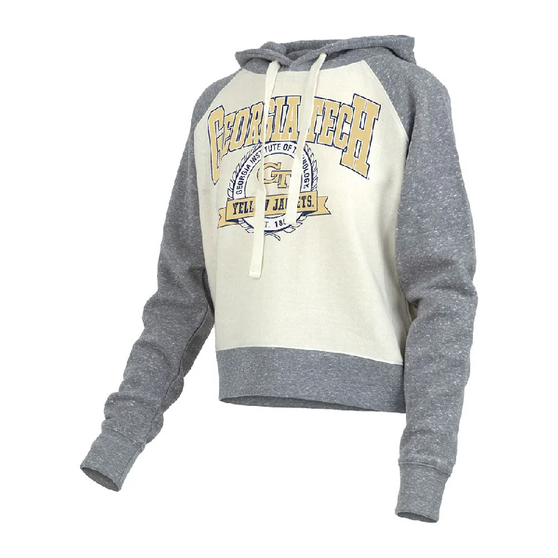 Ladies Georgia Tech Yellow Jackets Cody Hood Front Pockets Side Pockets Patch Pockets Ladies Georgia Tech Yellow Jackets Cody Hood Front Pockets Side Pockets Patch Pockets