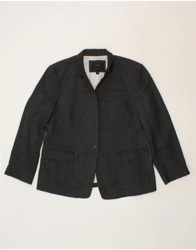 J. CREW Womens Regent 1 Button Blazer Jacket US 16 2XL Grey Wool Appliqued Jacket Beaded Jacket Sequined Jacket J. CREW Womens Regent 1 Button Blazer Jacket US 16 2XL Grey Wool Appliqued Jacket Beaded Jacket Sequined Jacket