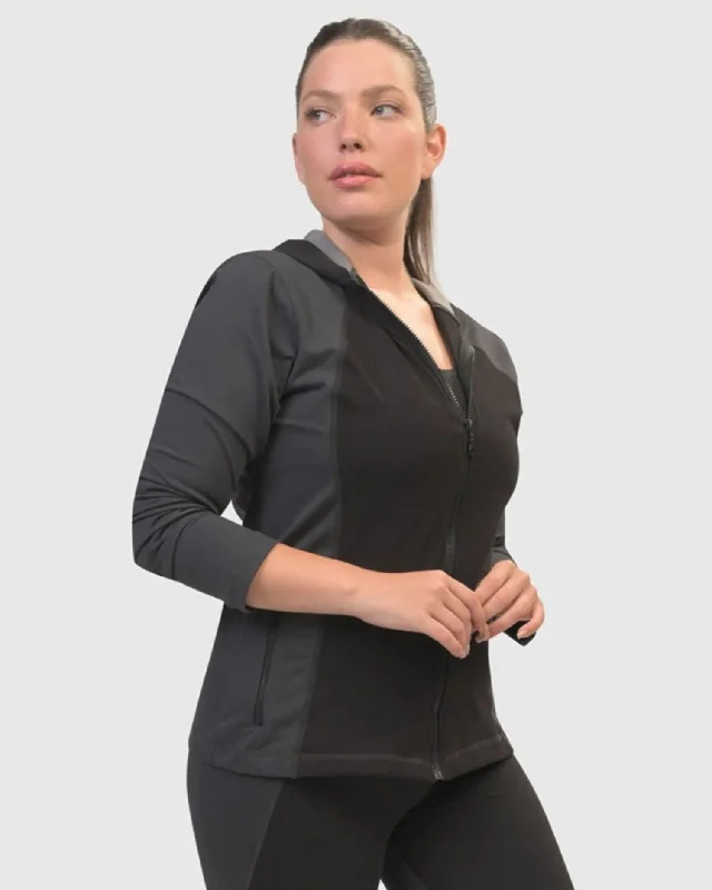 Chi Contour Hooded Zip Jacket, Mix Fleece Jacket Down Jacket Feather Jacket