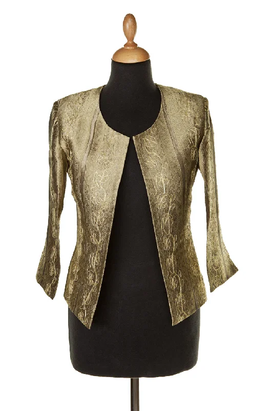 Juna Jacket in Antique Gold Lace Jacket Ribbed Jacket Sequined Jacket