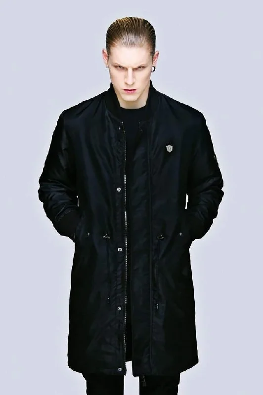 Long Fit MA1 Jacket - Unisex Front Pockets Side Pockets Patch Pockets