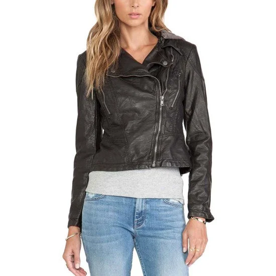 Macgyver Davis Black Leather Jacket With Hood Bomber Jacket Anorak Windbreaker